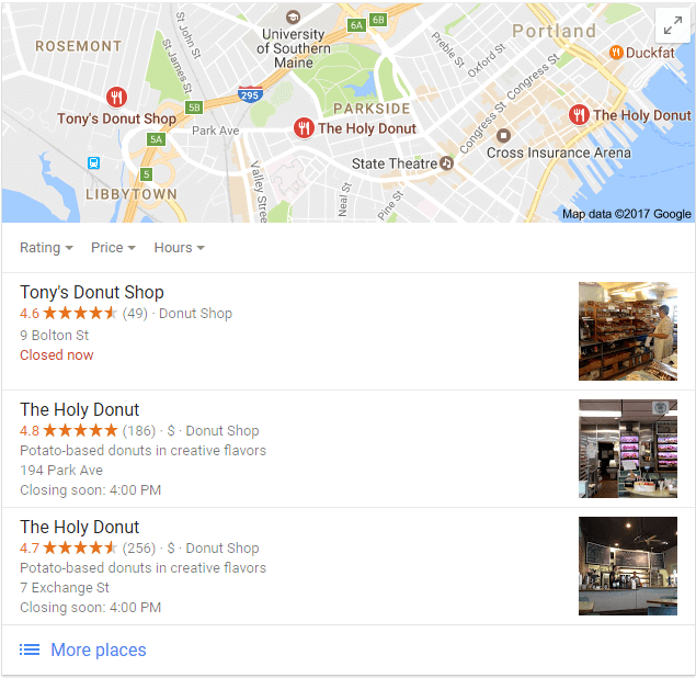 Local Search Portland Maine This is what the good local search looks like in a Search Engine Results Page.